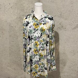 Zoye Chen NWT 🔖 Watercolor Floral Viscose Button-Down Blouse | Soft Girl | XXL